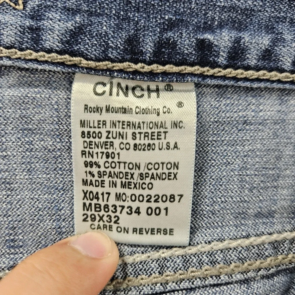 Cinch Mens Jeans 30x31 Medium Wash Straight Western Cowboy Denim Mexico